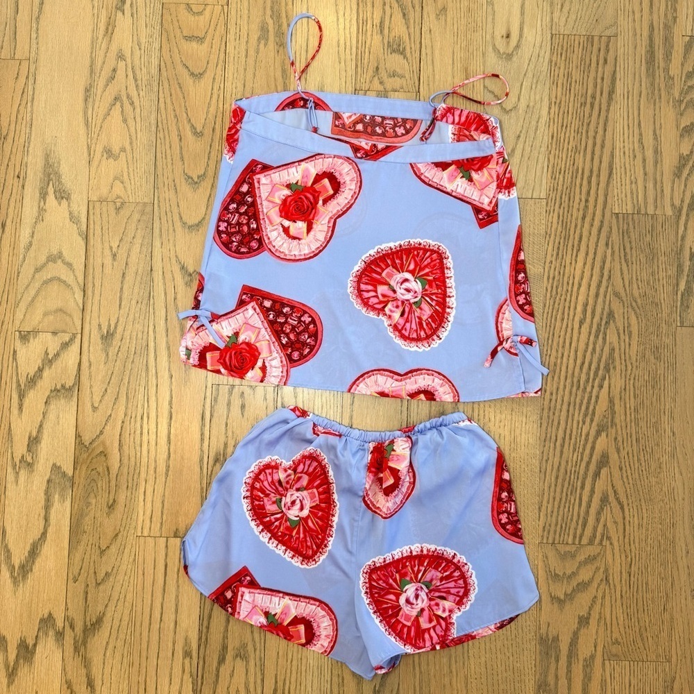 Shady Lady Women’s Heart Candy Box Print Pajama Set Size Small - Picture 6 of 13
